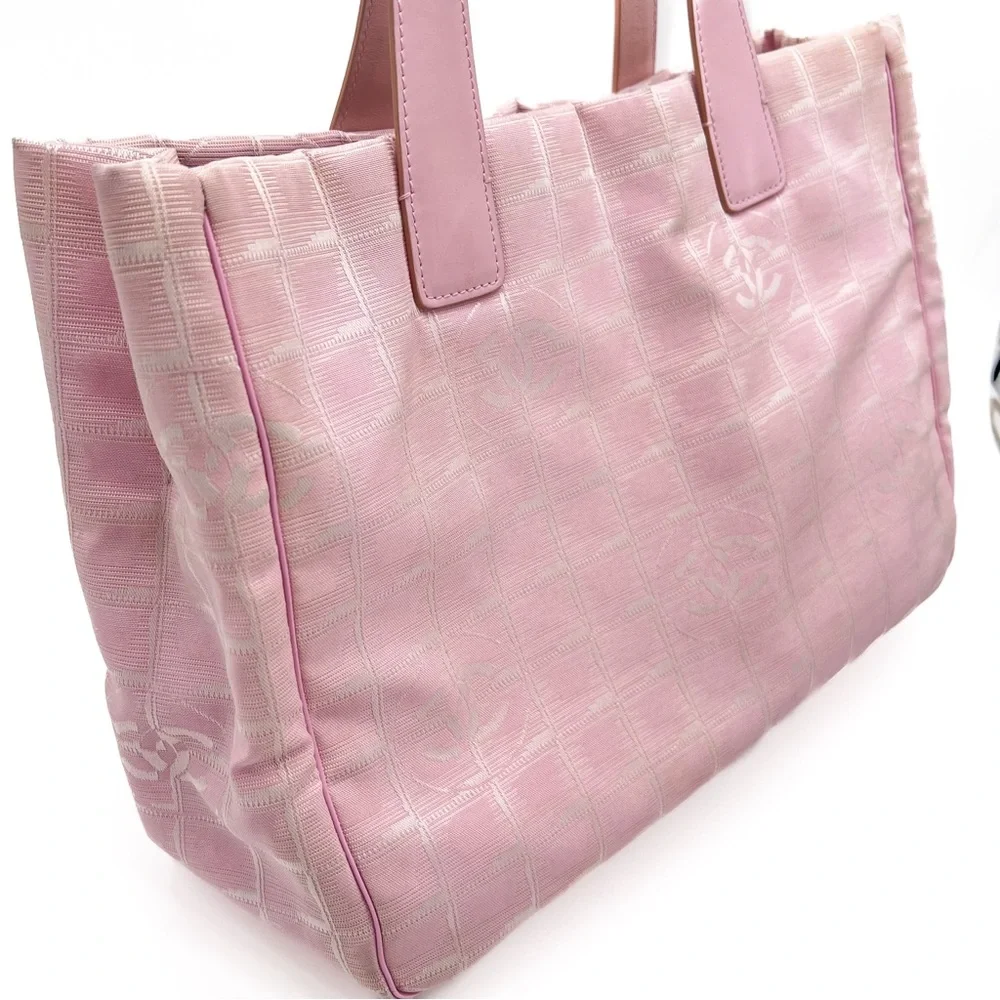 CHANEL Nylon Medium Travel Tote Bag Pink